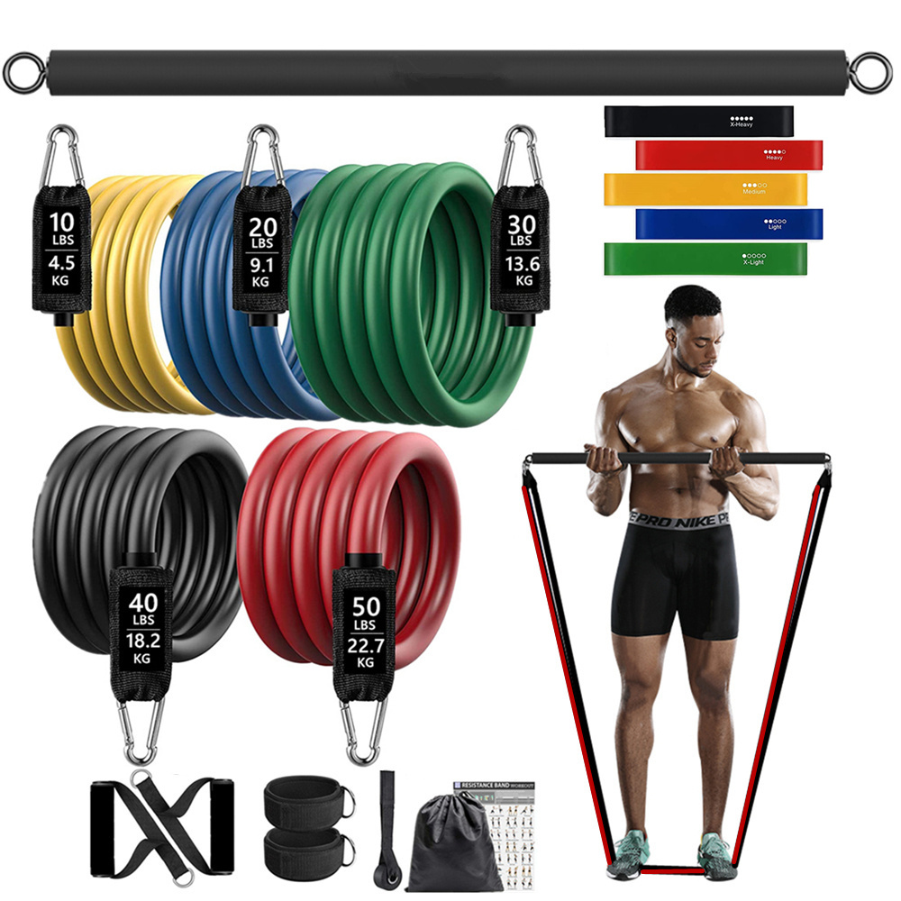 150lb Fitness Booty Resistance - Pilates Bar Kit With Resistance Bands ulasan dan harga